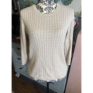 Lands End Direct Merchants 100% Cotton Cable Knit Sweater Sz Med.